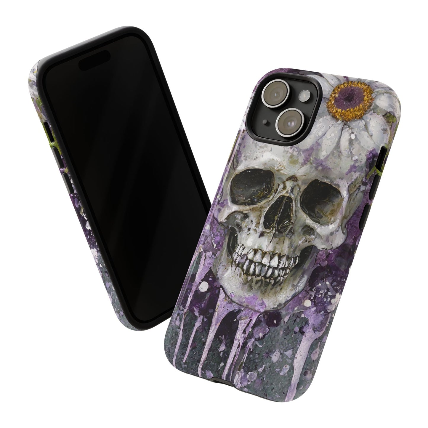 Plum Skull and Daisy Tough Phone Case