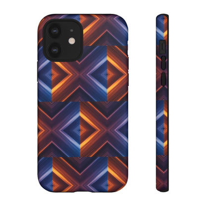 Stylish Tough Phone Case With Blue & Orange Abstract Design