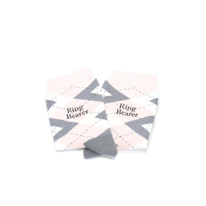 Petal Pink Gray Junior Groomsmen Kid's Dress Socks