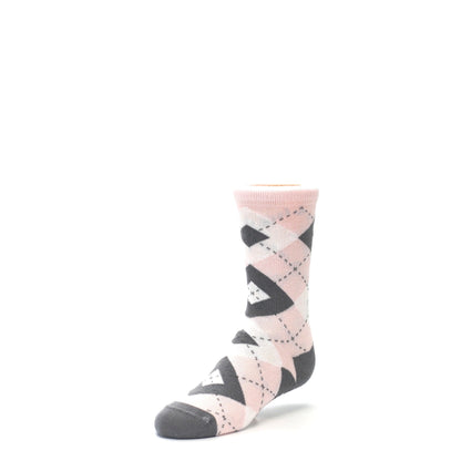 Petal Pink Gray Junior Groomsmen Kid's Dress Socks