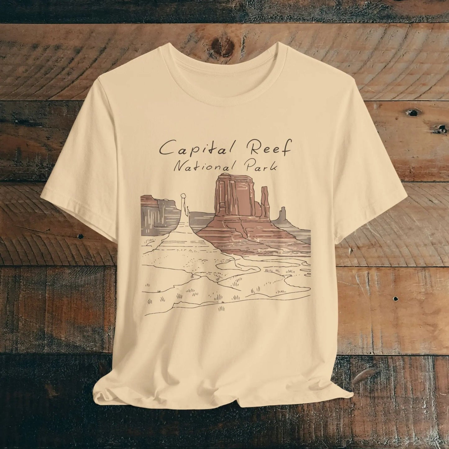 Capitol Reef National Park Unisex Fit Soft T-Shirt Line Art