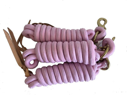 AJ Tack 9 Foot Nylon Lead Rope with Leather Popper - Set of 3