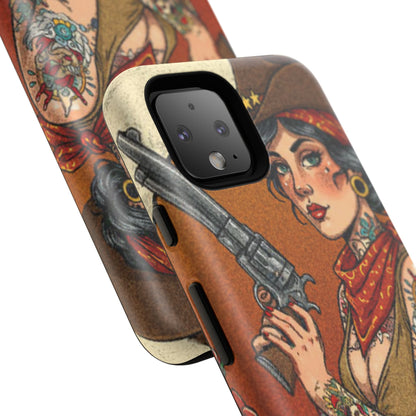 Vintage Western Tough Phone Case with Outlaw Design