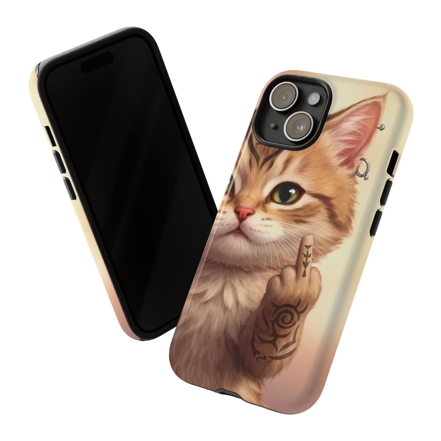 Evil Kitty Giving the Bird Tough Phone Case