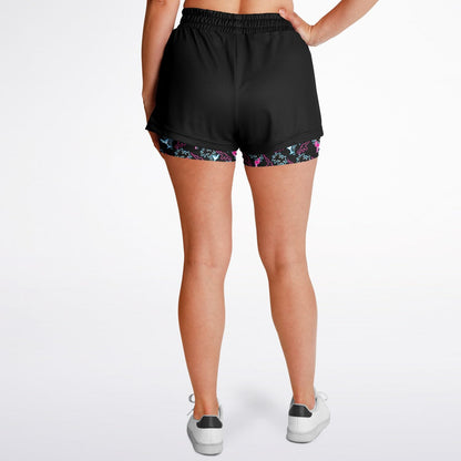 Rad Palm Neon Attack Women's 2 in 1 Shorts