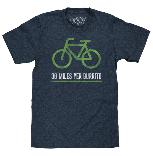 38 Miles Per Burrito Bike T-Shirt - Blue