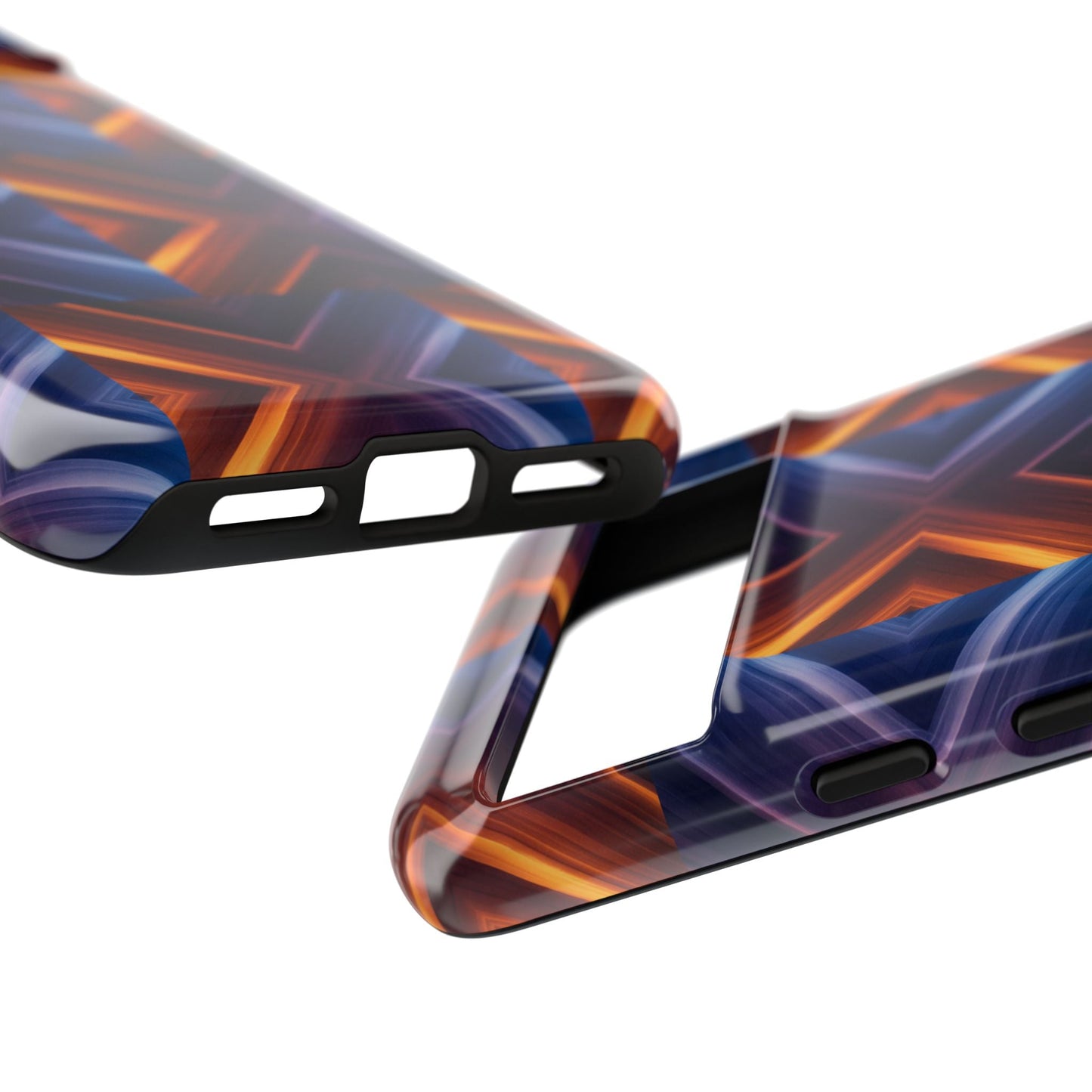 Stylish Tough Phone Case With Blue & Orange Abstract Design