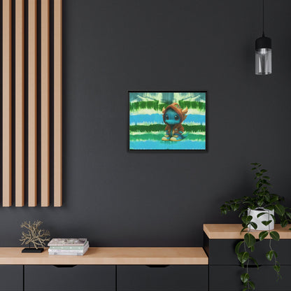 Baby Dragon Jam Aqua Matte Canvas with Black Frame
