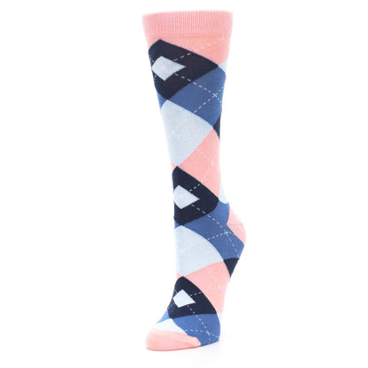 Pink Blue Argyle Women's Dress Socks