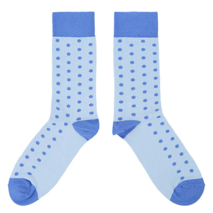 Ice Blue Cornflower Polka Dot Groomsmen Wedding Men’s Dress Socks