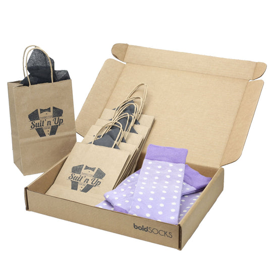Customizable Groomsmen Gift Set Lilac Iris Tahiti Polka Dot Men's Dress Socks