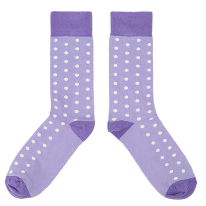 Lilac Iris Purple Polka Dot Groomsmen Wedding Men’s Dress Socks