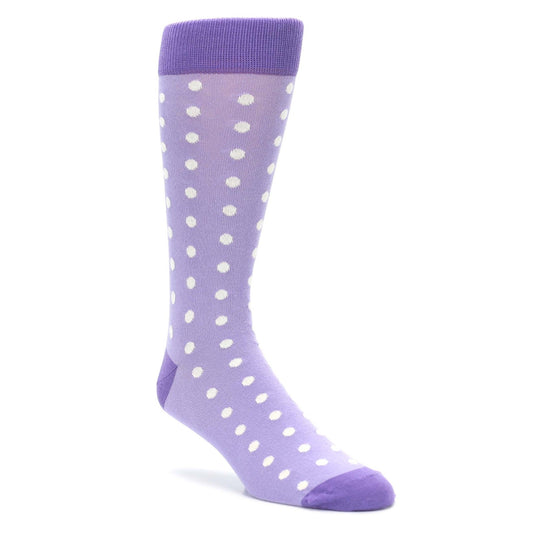 Lilac Iris Purple Polka Dot Groomsmen Wedding Men’s Dress Socks