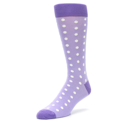 Lilac Iris Purple Polka Dot Groomsmen Wedding Men’s Dress Socks