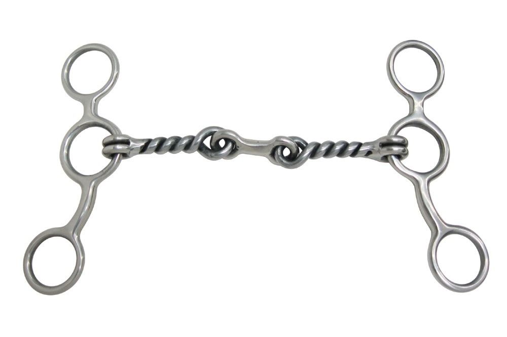 AJ Tack Junior Cow Horse Short Shank Stainless Steel Dogbone Twisted Gag Bit