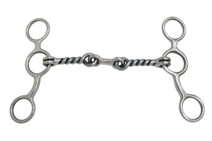 AJ Tack Junior Cow Horse Short Shank Stainless Steel Dogbone Twisted Gag Bit