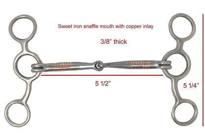 AJ Tack Stainless Steel Jr. Cowhorse Smooth Snaffle Gag Bit - 5 1/4" Cheek