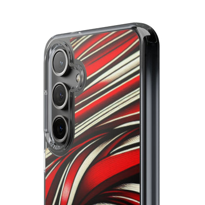 Red & White Swirl Abstract Clear Phone Case