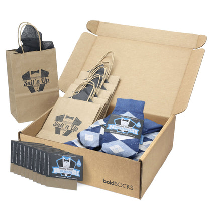 Customizable Groomsmen Gift Set Heathered Navy Argyle Men’s Dress Sock