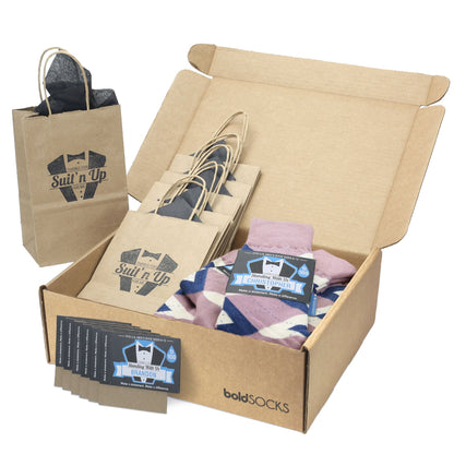 Customizable Groomsmen Gift Set Desert Rose Navy Argyle Men’s Dress Socks