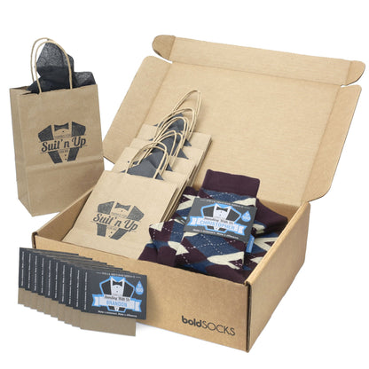 Customizable Groomsmen Gift Set Bordeaux Champagne Navy Argyle Men’s Dress Socks