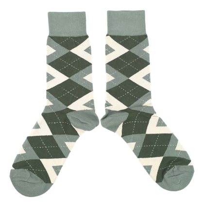 Olive Green Argyle Junior Groomsmen Kid's Dress Socks