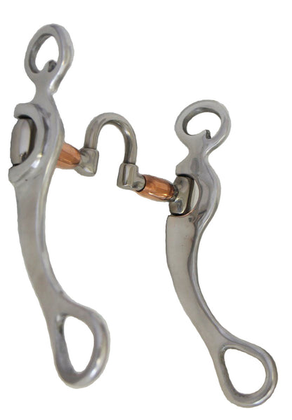 AJ Tack Aluminum Cheek Correction Bit with Swivel Port & Copper Rollers