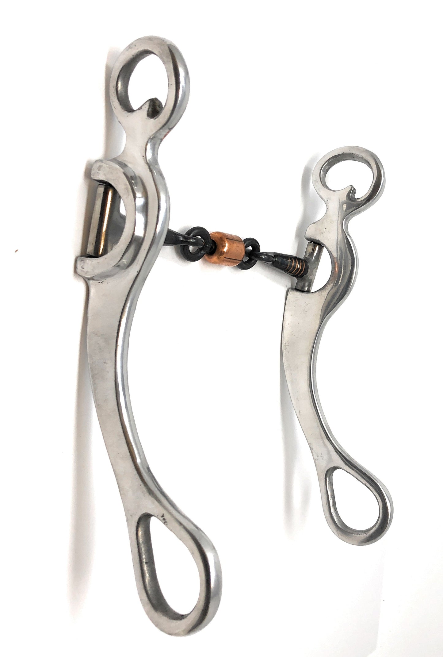 AJ Tack Aluminum Three Piece Copper Roller Snaffle Bit