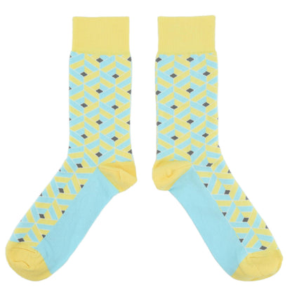 Yellow Blue Box Optical Men's Dress Socks