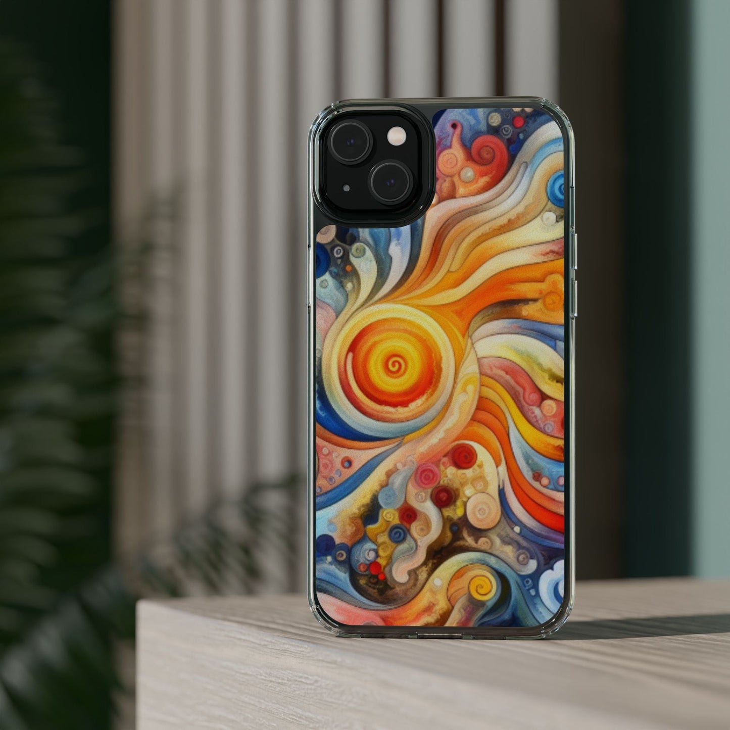 Colorful Abstract Swirl Clear Phone Case