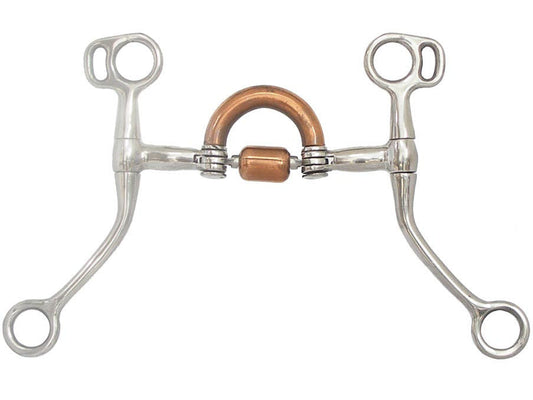 AJ Tack Tom Thumb Copper Port with Roller Correctional Bit