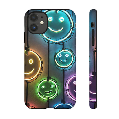 Colorful Neon Smiley Face Phone Case - Tough & Stylish Protection
