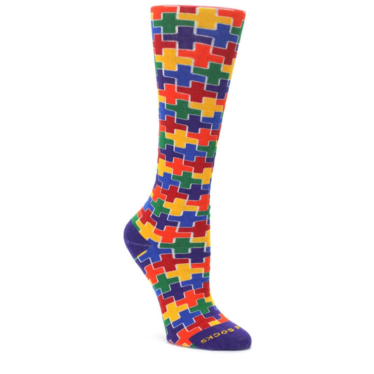 Multicolor Plus Rainbow Socks - Women's Crew Socks