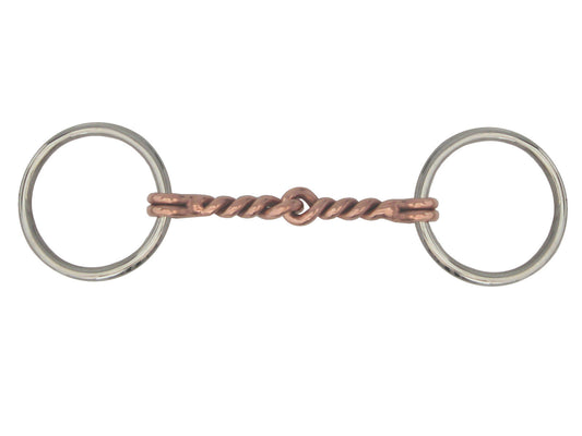 AJ Tack Loose Ring Sweet Iron Twisted Copper Snaffle Bit - Mini/Pony