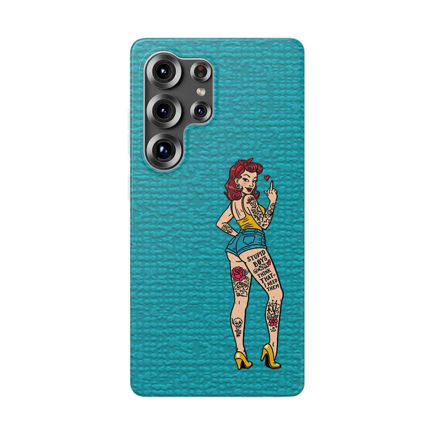 Sassy Pin-Up Stupid Boys Teal Flexi Phone Case