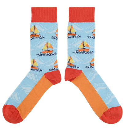 Sailboat Socks - Men's Novelty Dress Socks