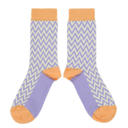 Purple Cream Chevron Jacquard Women's Dress Socks