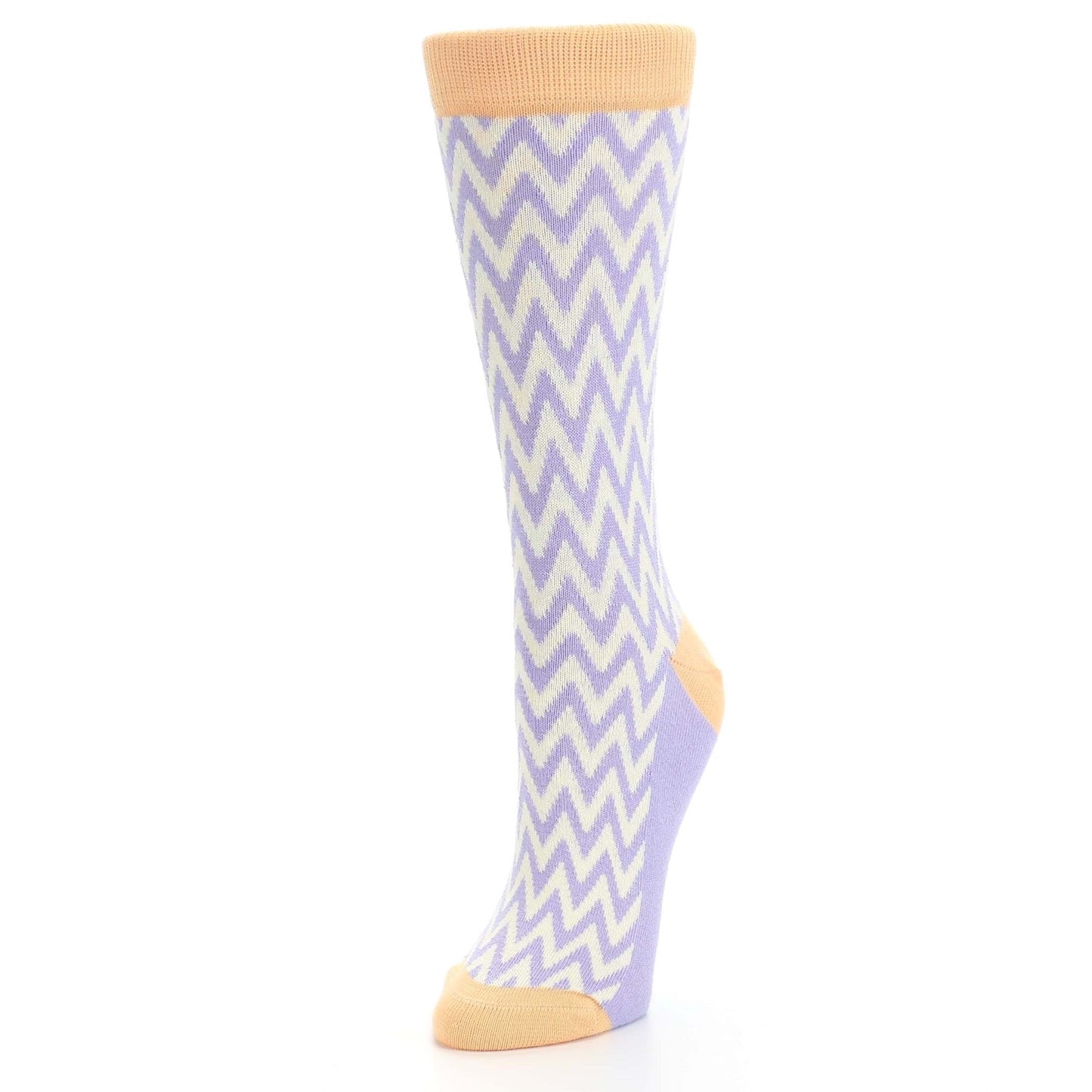 Purple Cream Chevron Jacquard Women's Dress Socks