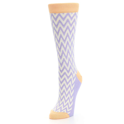 Purple Cream Chevron Jacquard Women's Dress Socks
