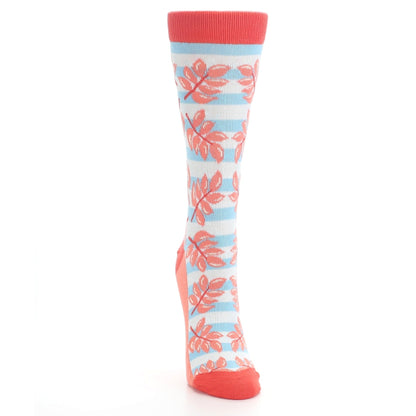 Red Coral Blue Palm Branches Women's Dress Socks
