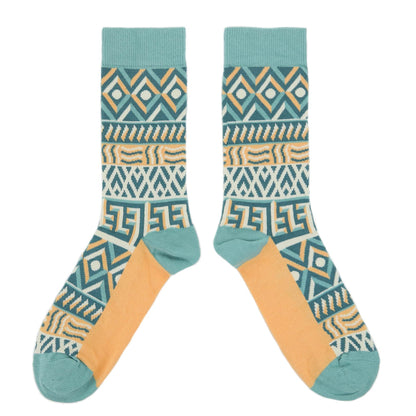 Green Orange Tribal Pattern Women's Dress Socks