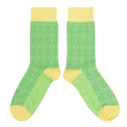 Green Yellow Feather Optics Women's Dress Socks