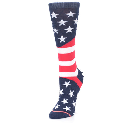 Pink Blue White American Flag Socks - Women's Casual Socks