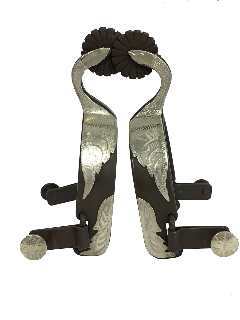 AJ Tack Men's Swan Shank Antique Brown Spurs