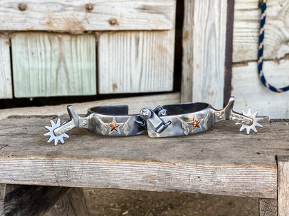 AJ Tack Men's Stainless Steel Stars and Double Shooter Spurs