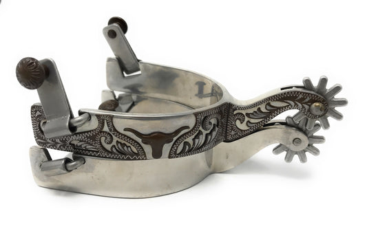 AJ Tack Men's Longhorn Floral Show Spurs