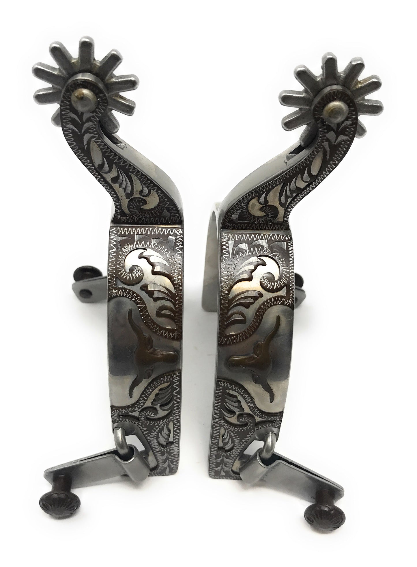 AJ Tack Men's Longhorn Floral Show Spurs