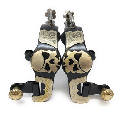 AJ Tack Ladies Antique Brown Pirate Skull Bumper Spurs with Rowels