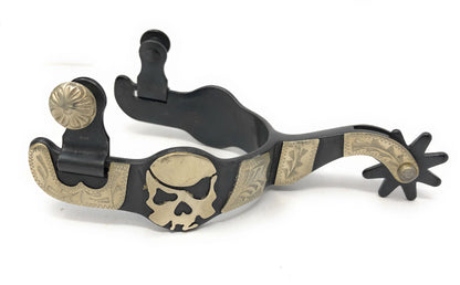 AJ Tack Men's Antique Brown Pirate Skull Spurs