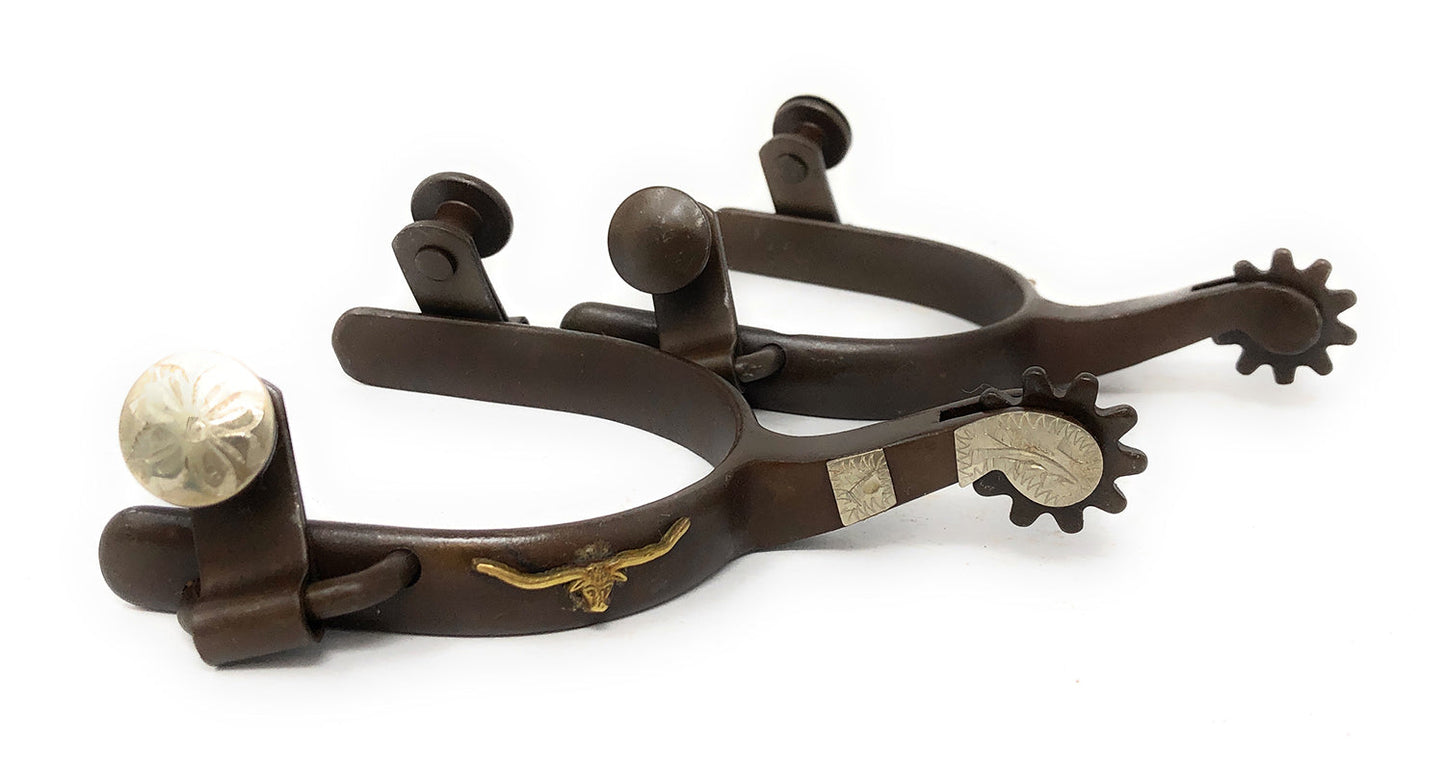 AJ Tack Youth Antique Brown Longhorn Spurs